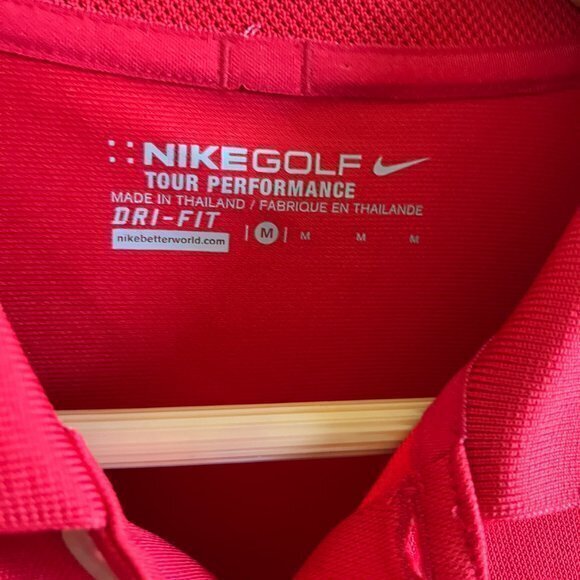 NIKE GOLF Men 358324 DriFit UV TECH Stretch Polo Jersey Short Sleeve Shirt Red M - Picture 4 of 7